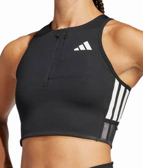Personalized adidas Adizero Gel Pocket Womens Running Crop Top - Black