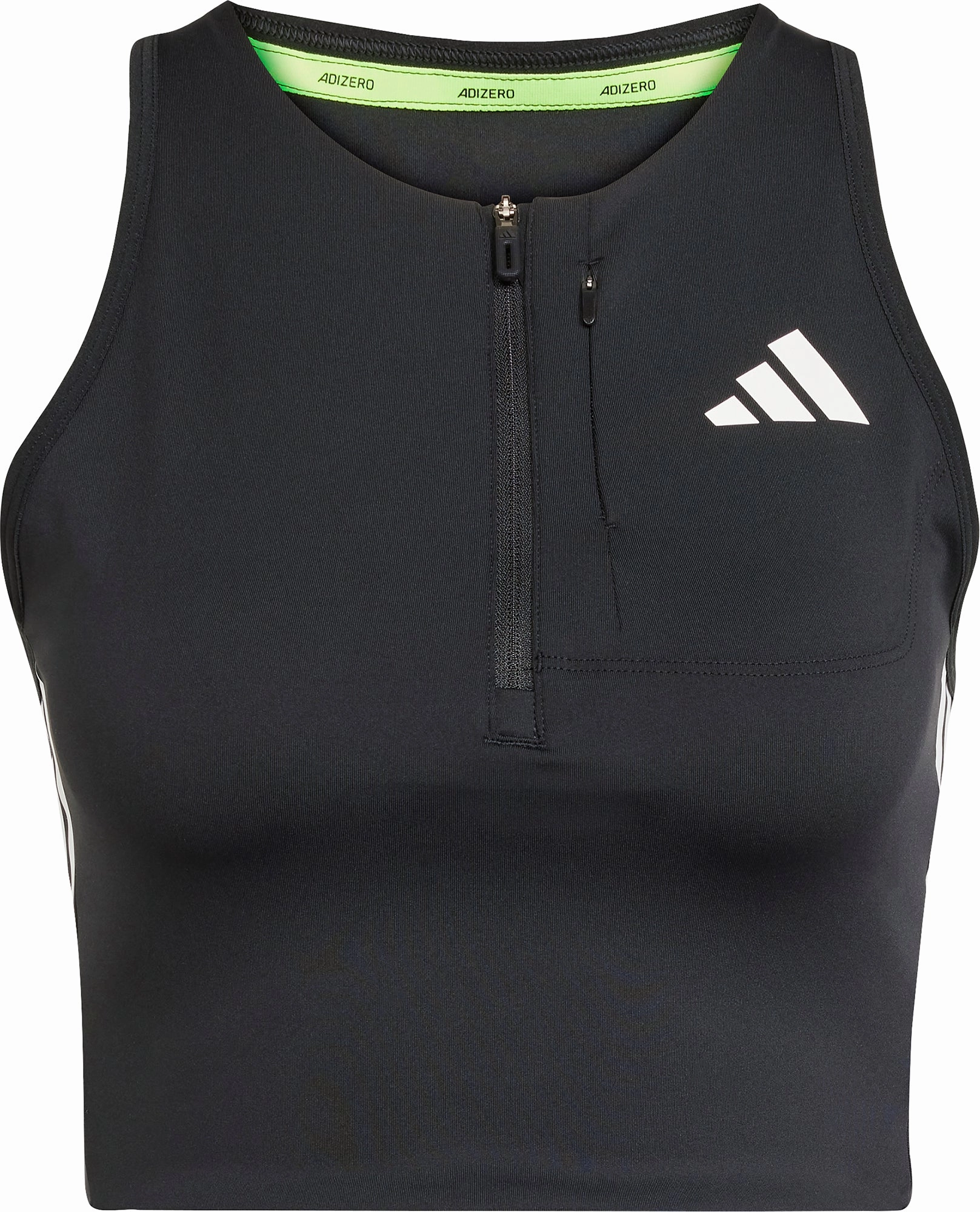 appropriate for travel adidas Adizero Gel Pocket Womens Running Crop Top - Black