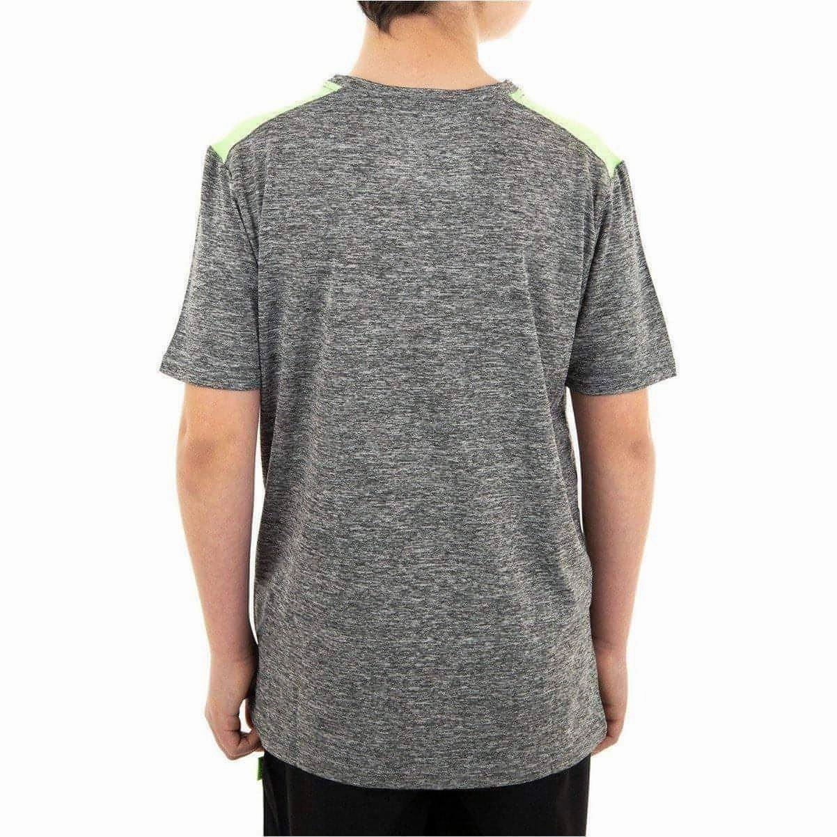 Minimal Design More Mile Marl Boys Short Sleeve Running Top - Grey