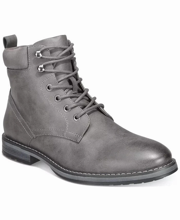 Club Room Westin 100134204 Boots Men's Gray Leather Lace Up Round Toe ZPO3752 Urban Trail Feather Light Weather Resistant User