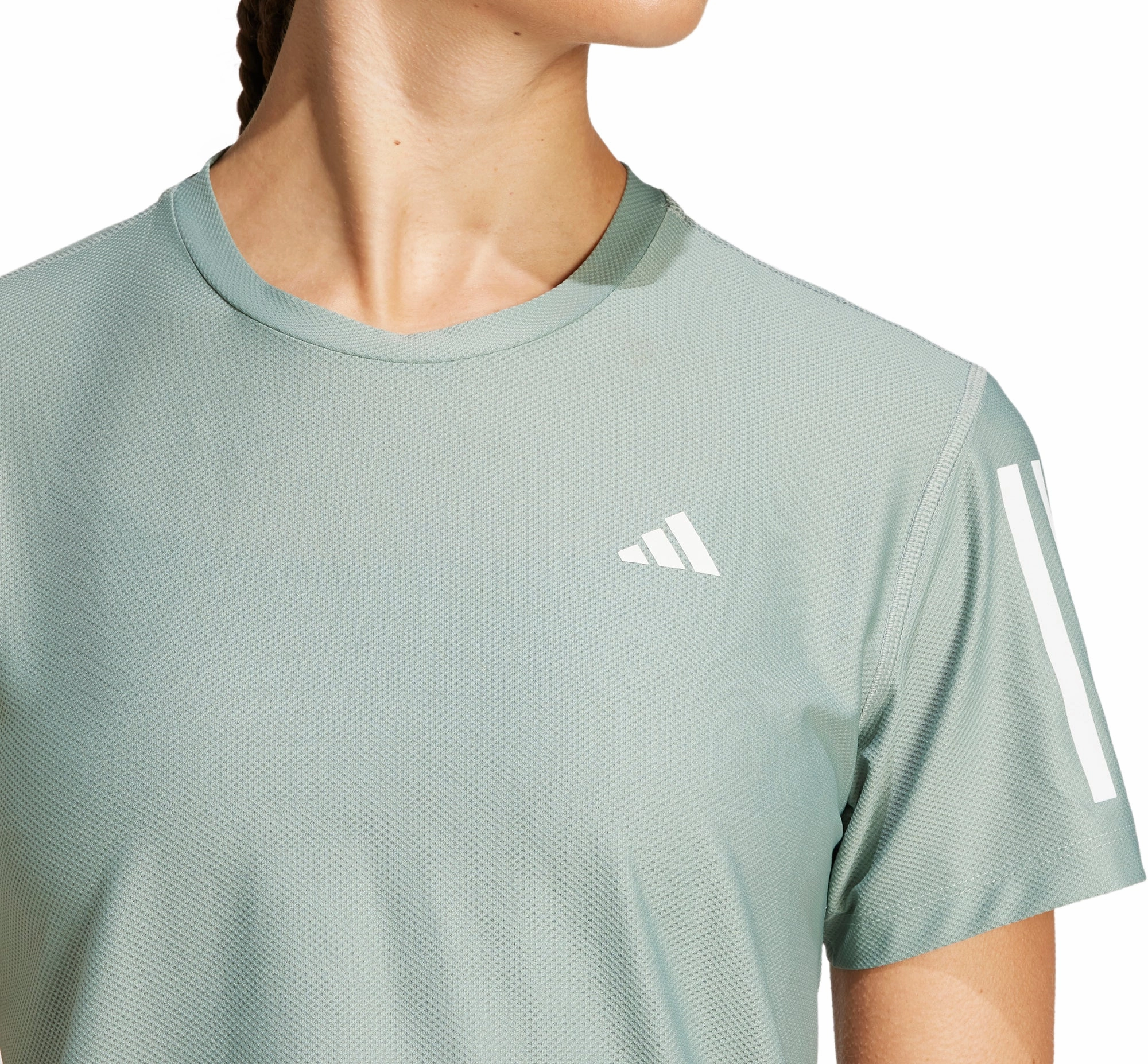 adidas Own The Run Short Sleeve Womens Running Top - Green Daily Trend Breathable Comfort Fit