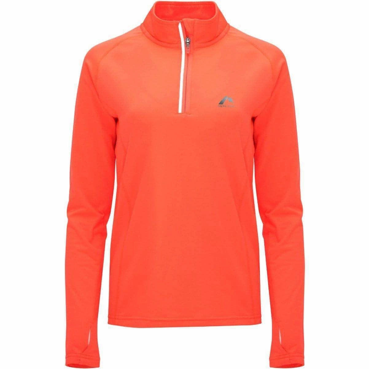 More Mile Vivid Half Zip Long Sleeve Womens Running Top - Orange Evening Event