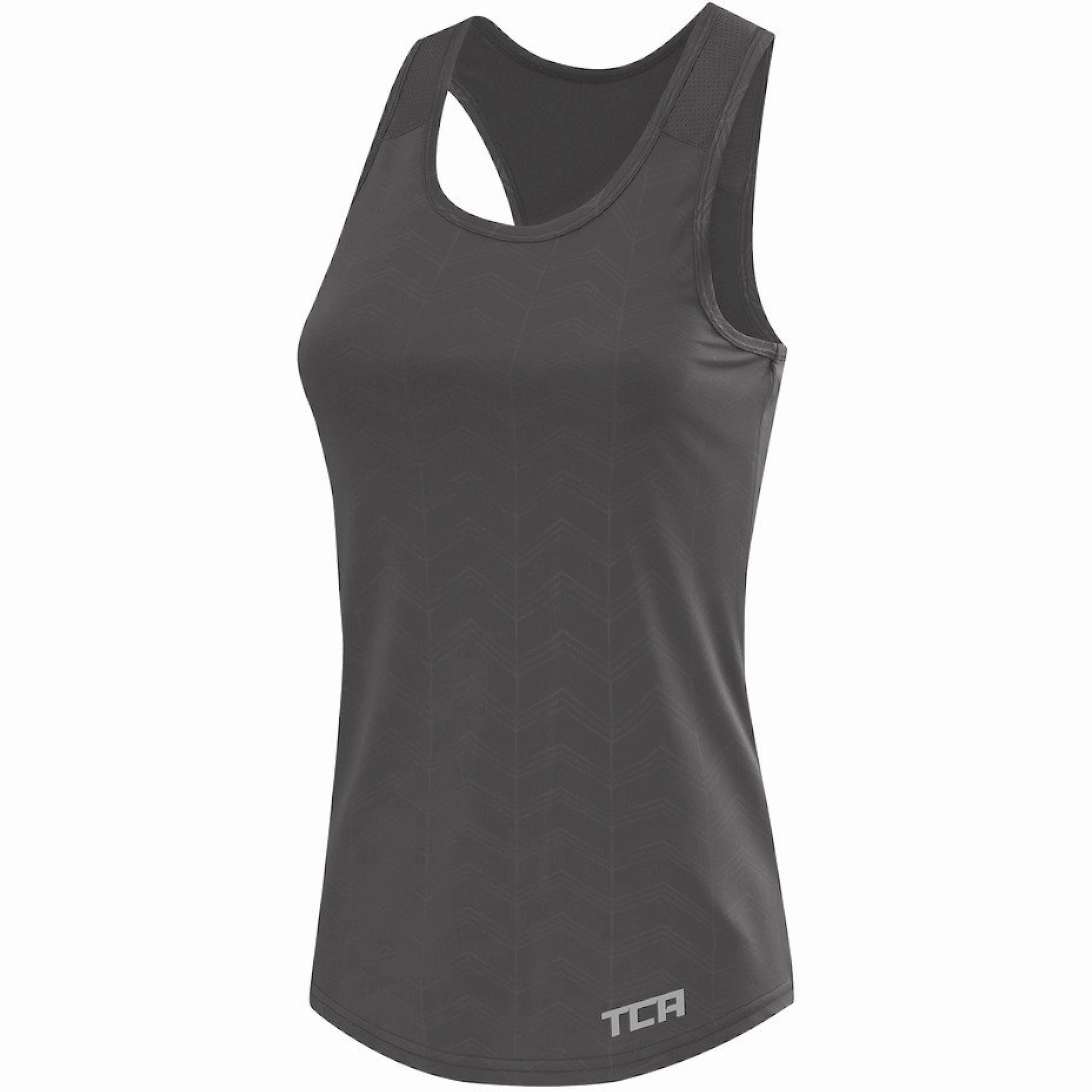 size TCA Impulse Printed Racerback Womens Running Vest Tank Top - Grey
