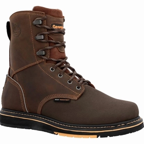 Men's Amp Lt Power Wedge Roofer Work Boot In Brown Feather Light Hiking Trails Heavy Duty Performance