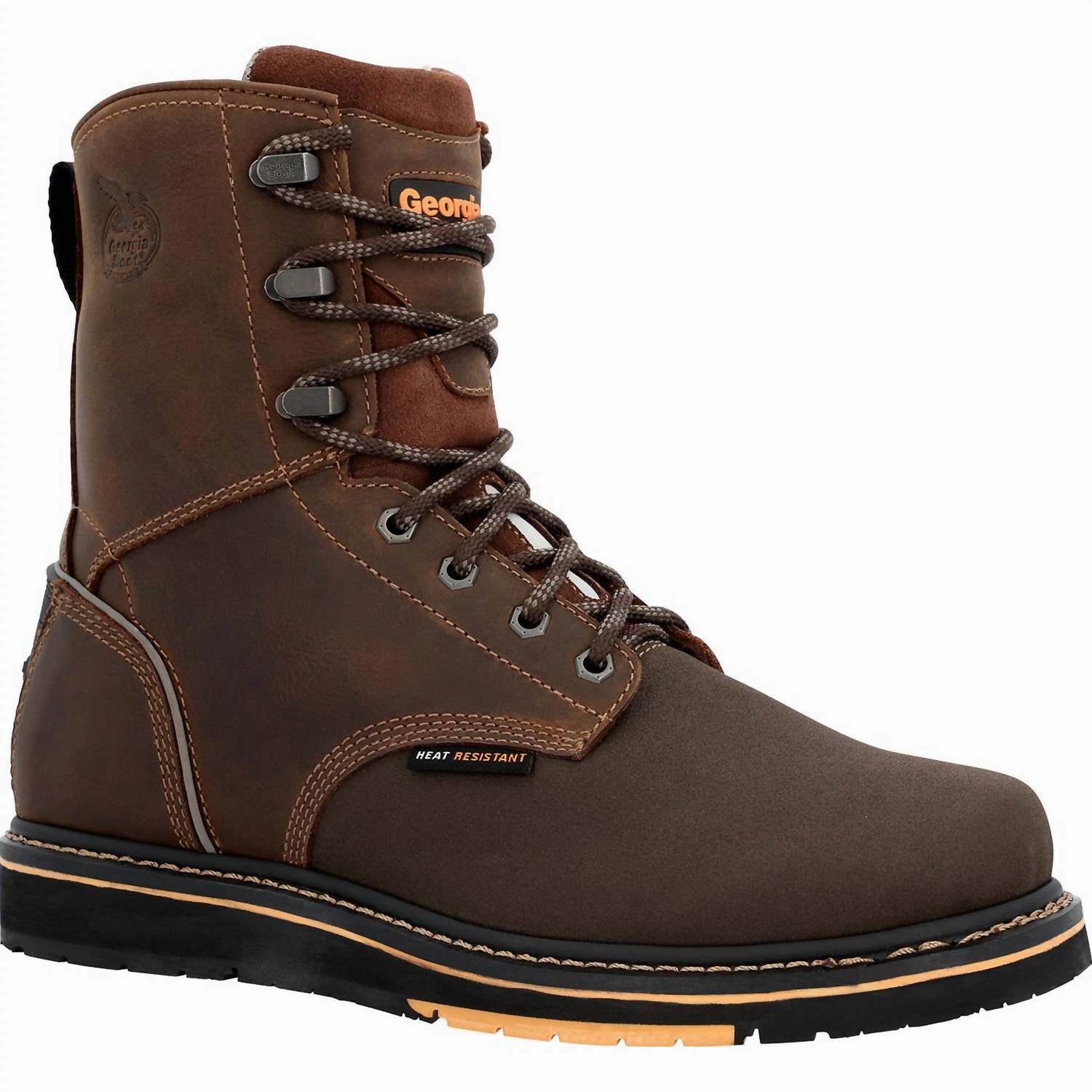 Men's Amp Lt Power Wedge Roofer Work Boot In Brown Feather Light Hiking Trails Heavy Duty Performance