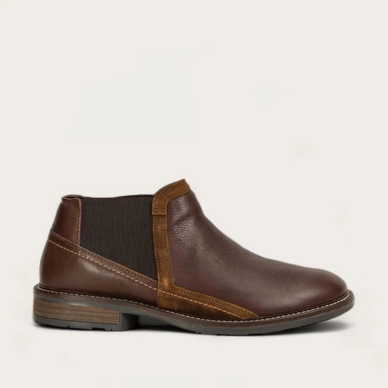 Men's Business Leather Ankle Boots In Soft Brown Leather/toffee Leather/seal Brown Suede Reinforced Form Morning Walk