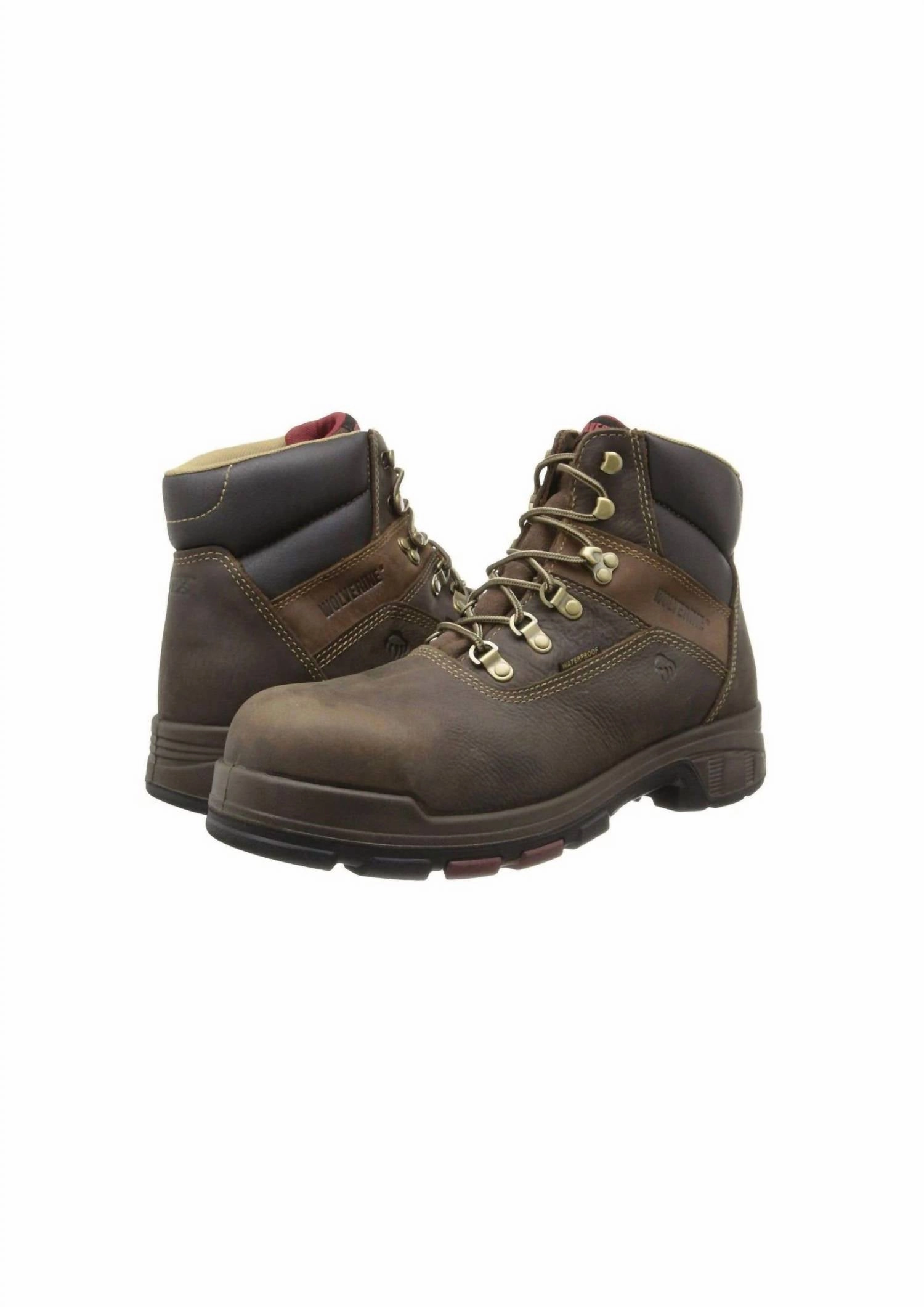 portable Elastic Collar Men's Cabor Waterproof 6" Soft Work Boots In Dark Coffee