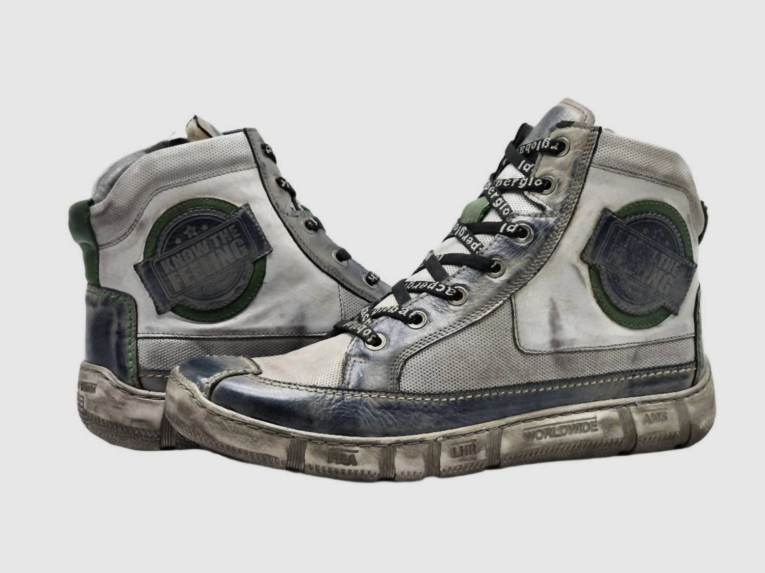 Men's Comfort Thick Wool Lined Zip-Up Leather Boots In Grey/green Ski Resort Visitor