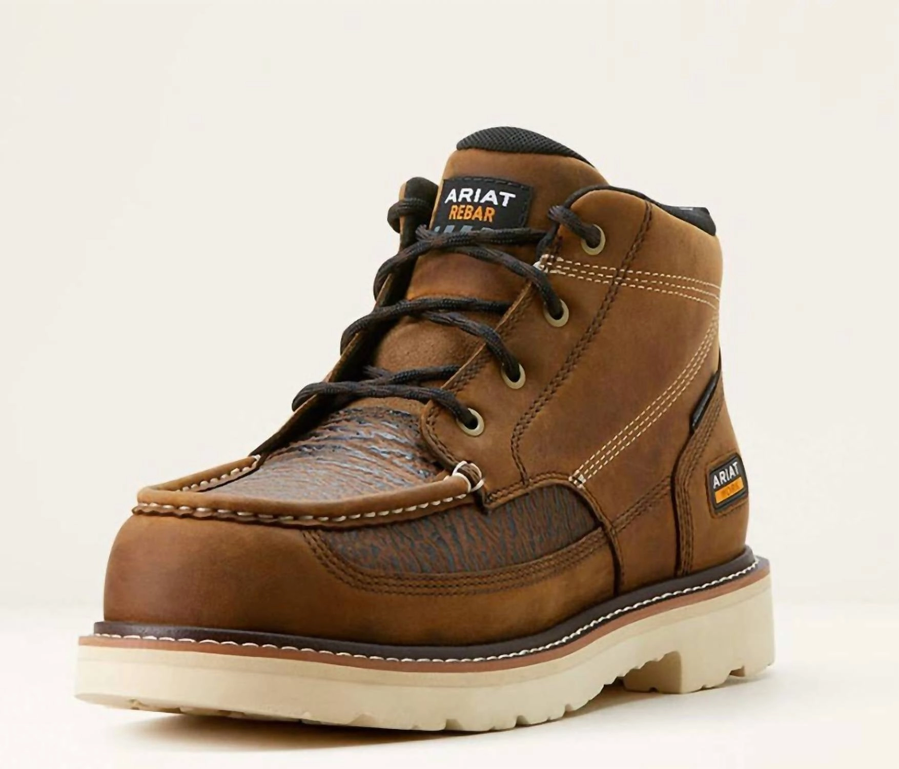 Men's Composite Toe Rebar Lift Chukka Work Boot In Distressed Brown Construction Grade