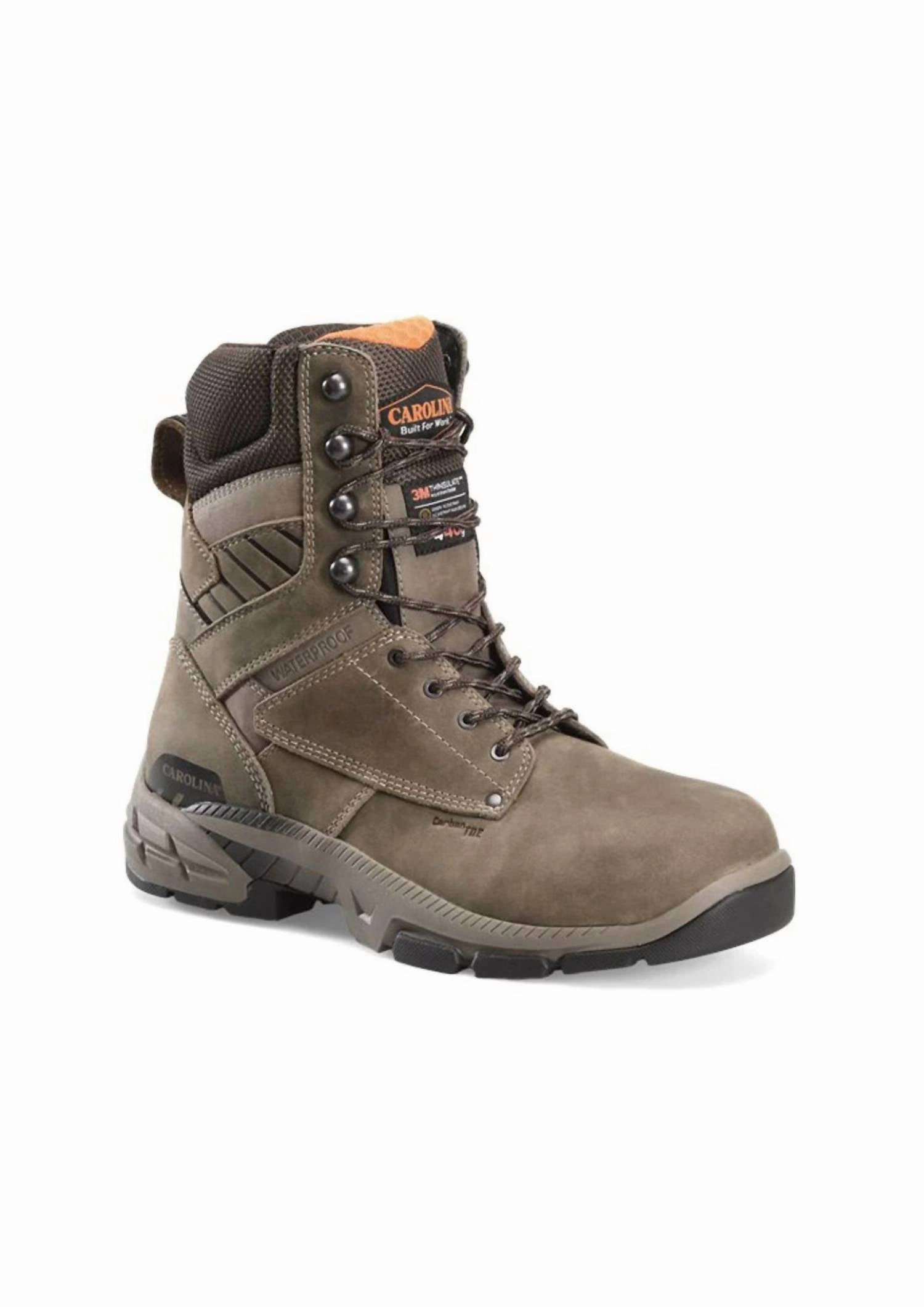 Men's Duke 8" Waterproof Work Boots In Brown Seamless Comfort Rough Trail Hiker
