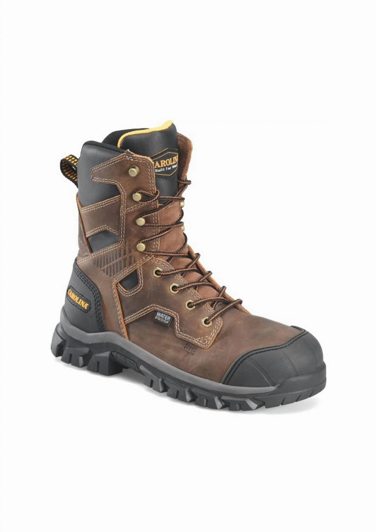 Men's Falcon 8" Steel Toe Work Boots In Brown Stylish Appeal Construction Fit