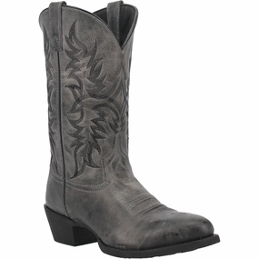 Men's Harding Western Value Cowboy Boot In Grey Slip Resistant Weather Resistant User Feather Light River Crossing