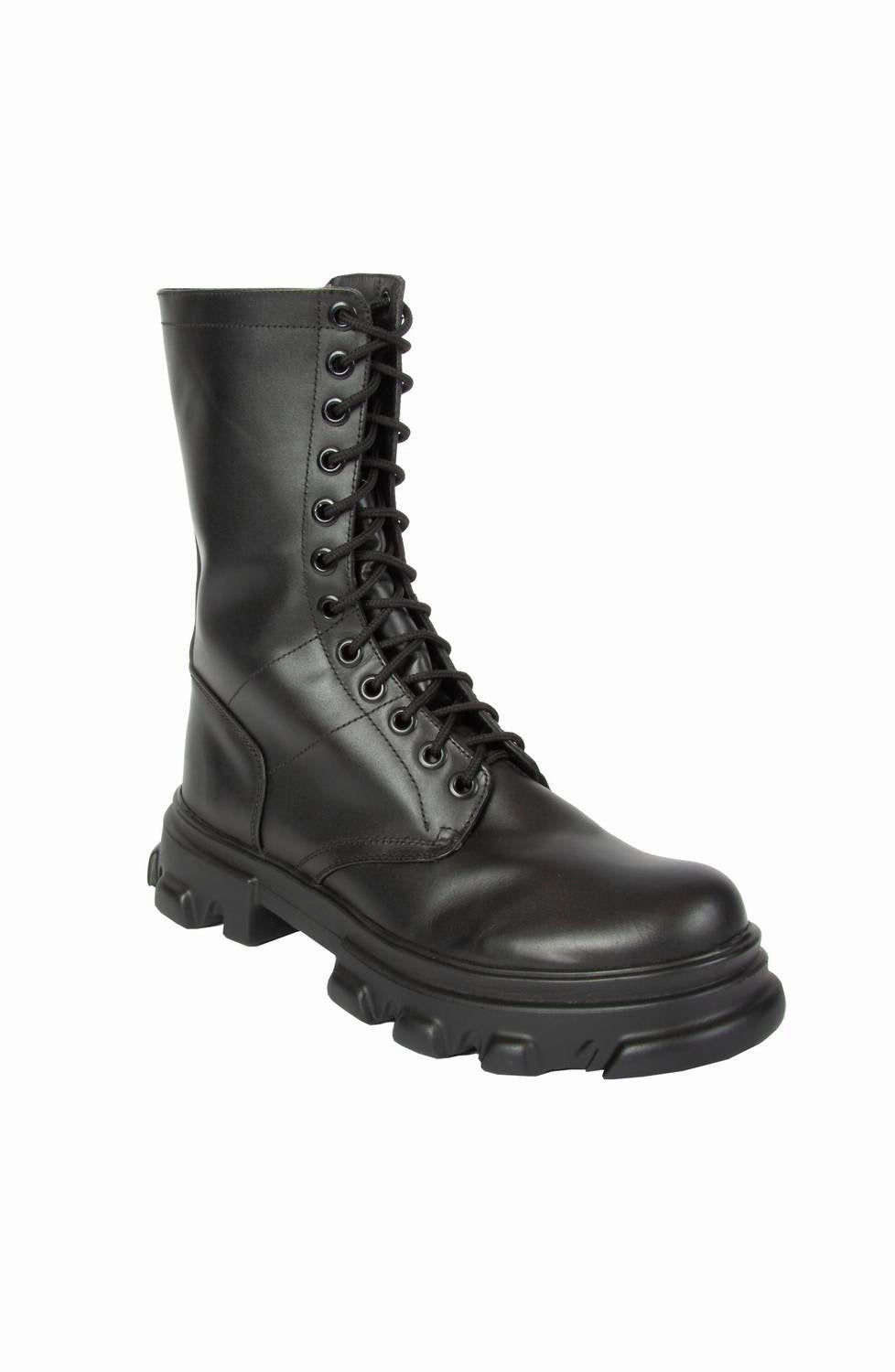 Men's High Altitude Back Street Boys Leather Boots In Black Lightweight Buckle Shine