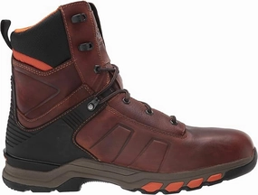Men's Pro Hypercharge 8" Soft Toe Work Boots In Brown Teak Leather Street Utility Cushioned Step Windy Weather