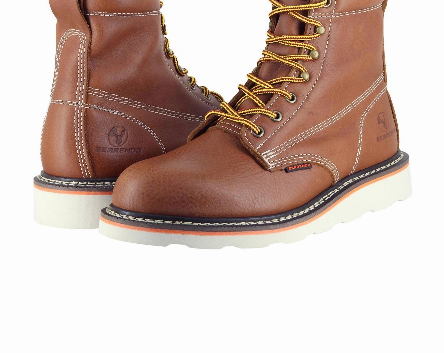 Men's Soft Toe Work Boots Safety Footwear Electrical Hazard Rated In Rust Comfort collar