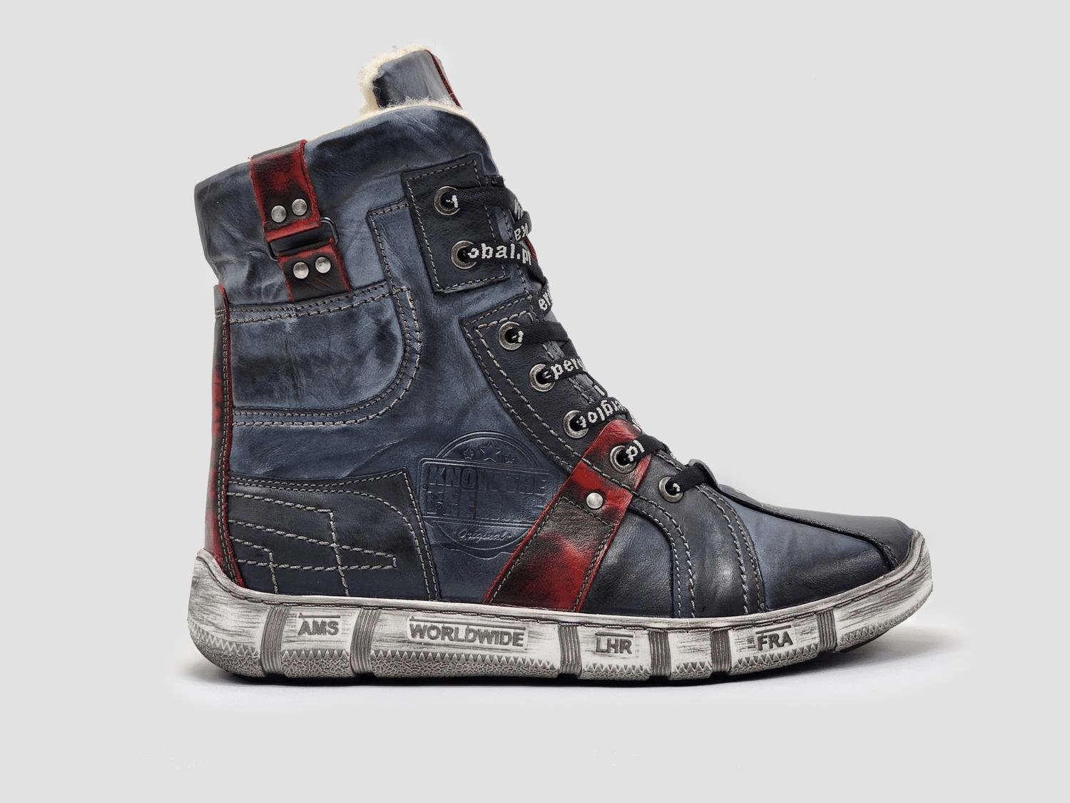 Thermal Core Stylish Explorer Utility Style Men's Tall Comfort Thick Wool-Lined Zip-Up Leather Boots In Navy