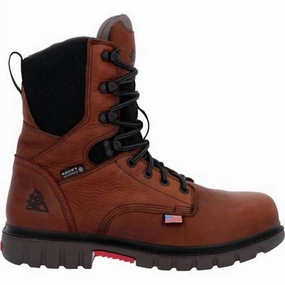 Crisp Look Comfort Lining Daily Walks Men's Worksmart 8" Waterproof Composite Toe Work Boot - Wide Width In Brown