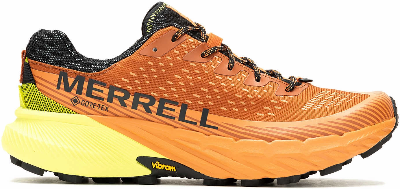 Merrell Agility Peak 5 GORE-TEX Mens Trail Running Shoes - Orange Aerodynamic Form Design Narrow - footed