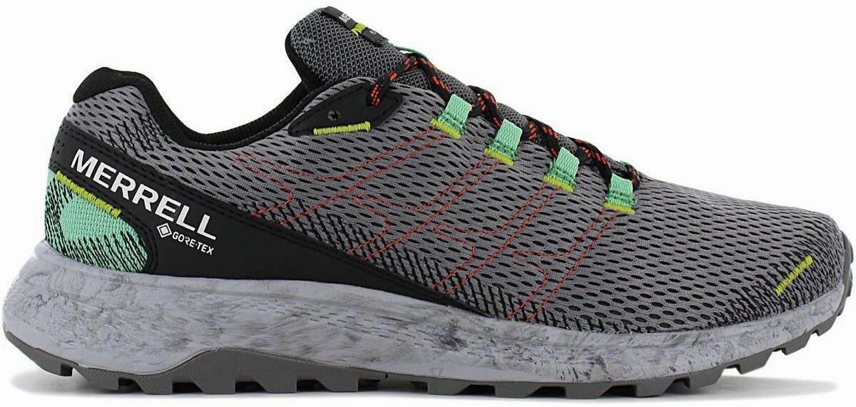 Merrell Fly Strike GORE-TEX Mens Trail Running Shoes - Grey hook and loop closure
