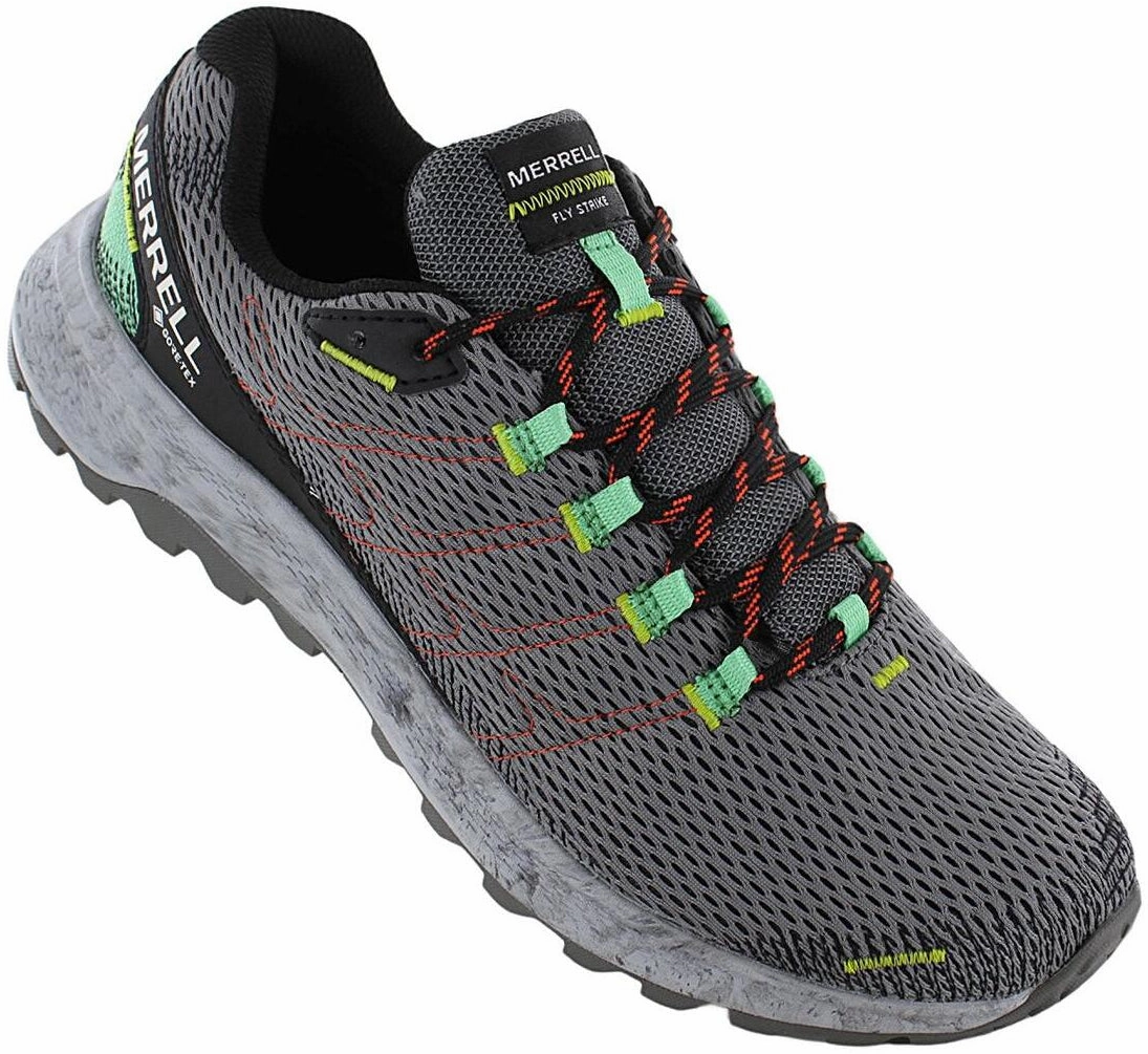 Secure fit Merrell Fly Strike GORE-TEX Mens Trail Running Shoes - Grey
