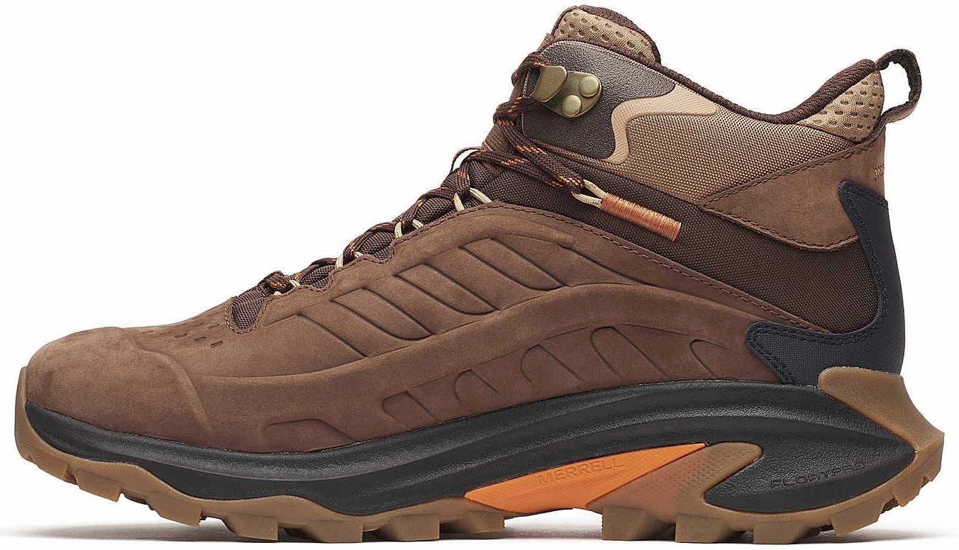 Merrell Moab Speed 2 Leather Mid Waterproof Mens Walking Boots - Brown scratch - resistant - finish - toughness shoes Comfort - Padding