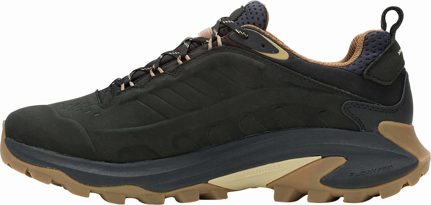patterned shoes noiseless shoes Merrell Moab Speed 2 Leather Waterproof Mens Walking Shoes - Black