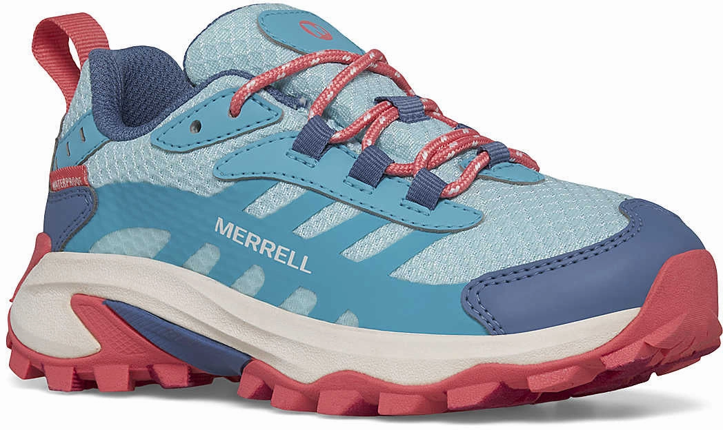 Merrell Moab Speed 2 Waterproof Junior Walking Shoes - Blue color - white interval - training running shoes