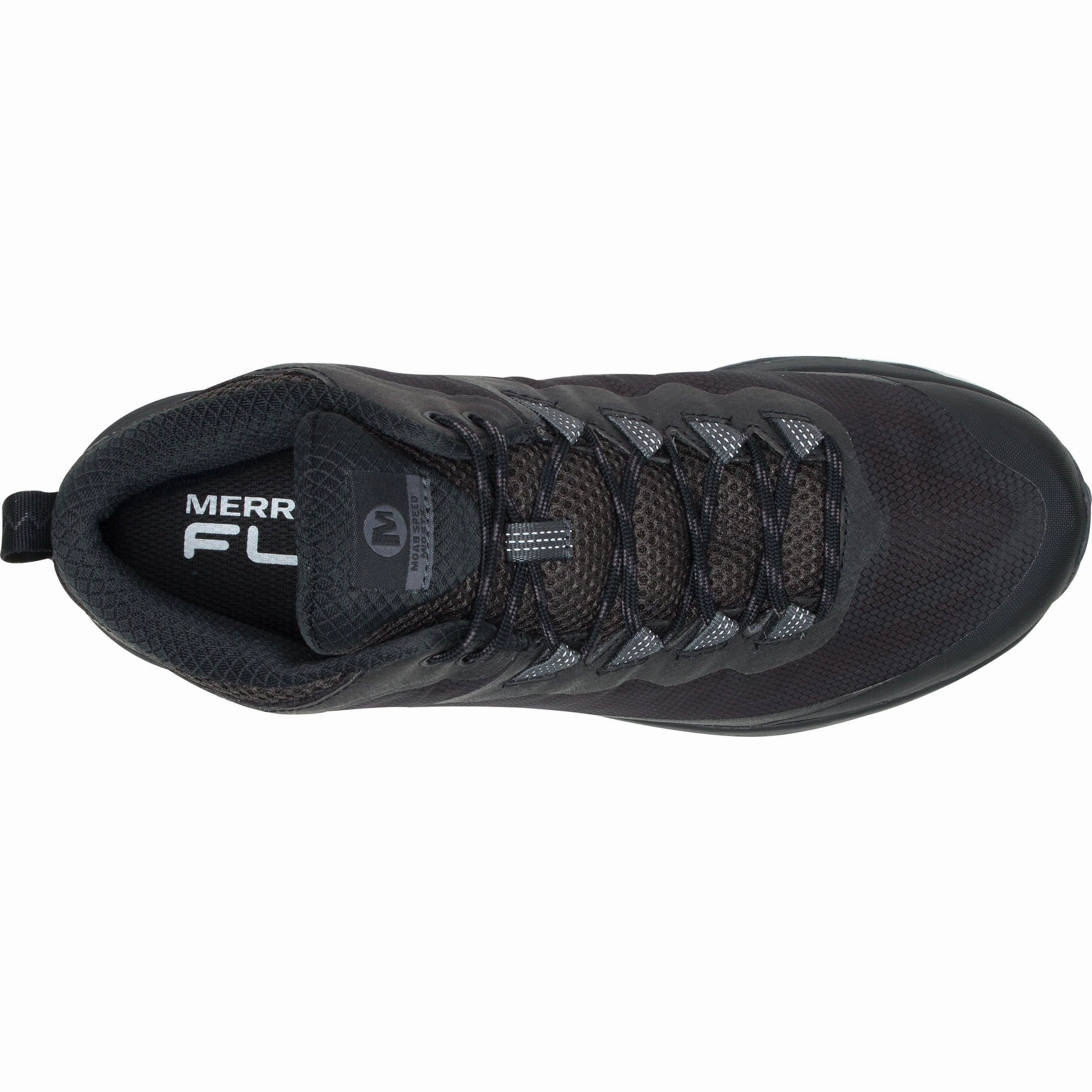 Stone Path Lace System Merrell Moab Speed Mid GORE-TEX Mens Walking Boots - Black