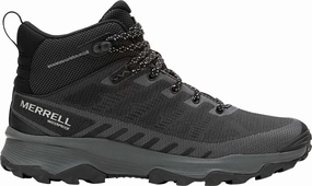 Merrell Speed Eco Mid Waterproof Mens Walking Boots - Black Adventure Ready Gear Fast Walk