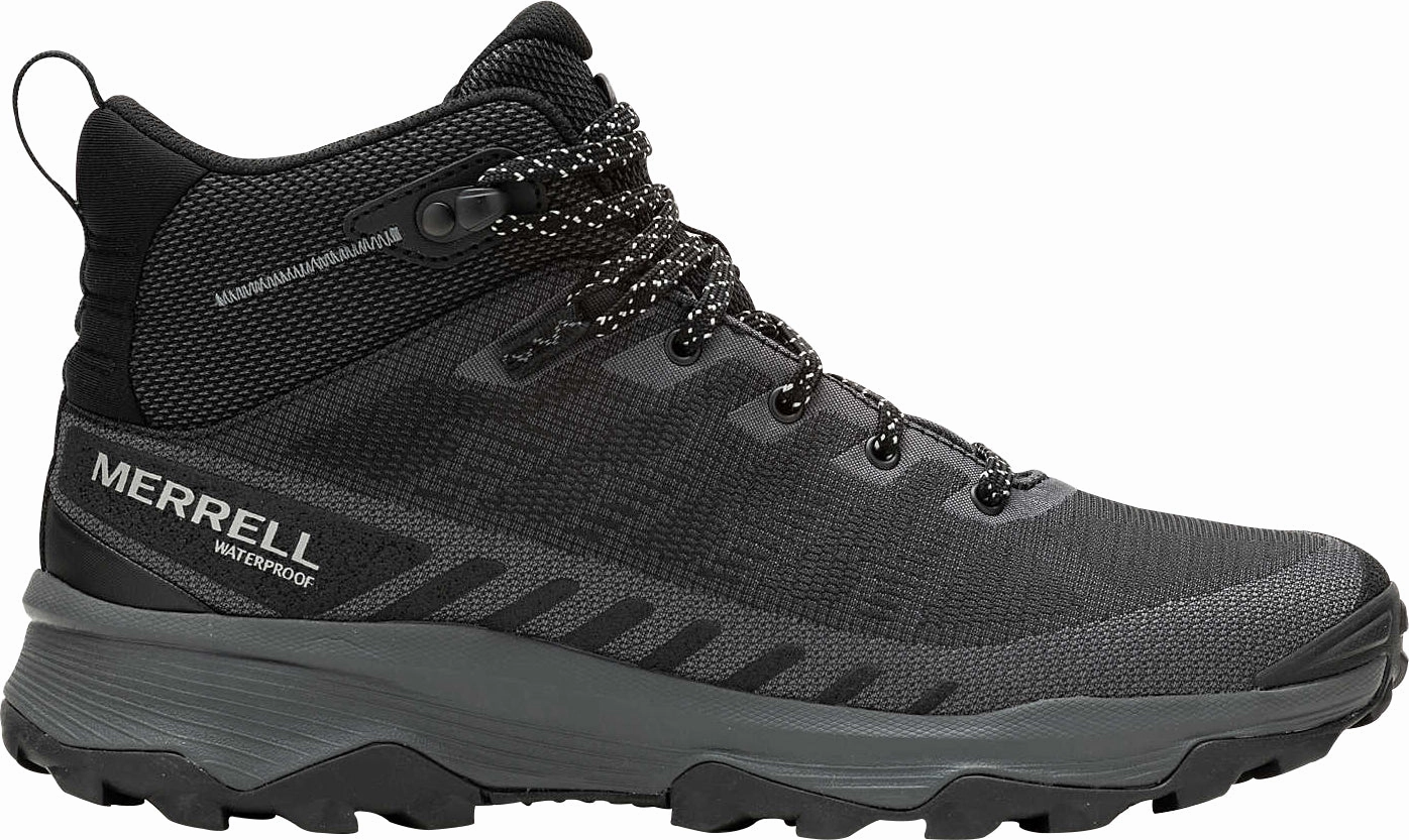 Merrell Speed Eco Mid Waterproof Mens Walking Boots - Black Adventure Ready Gear Fast Walk