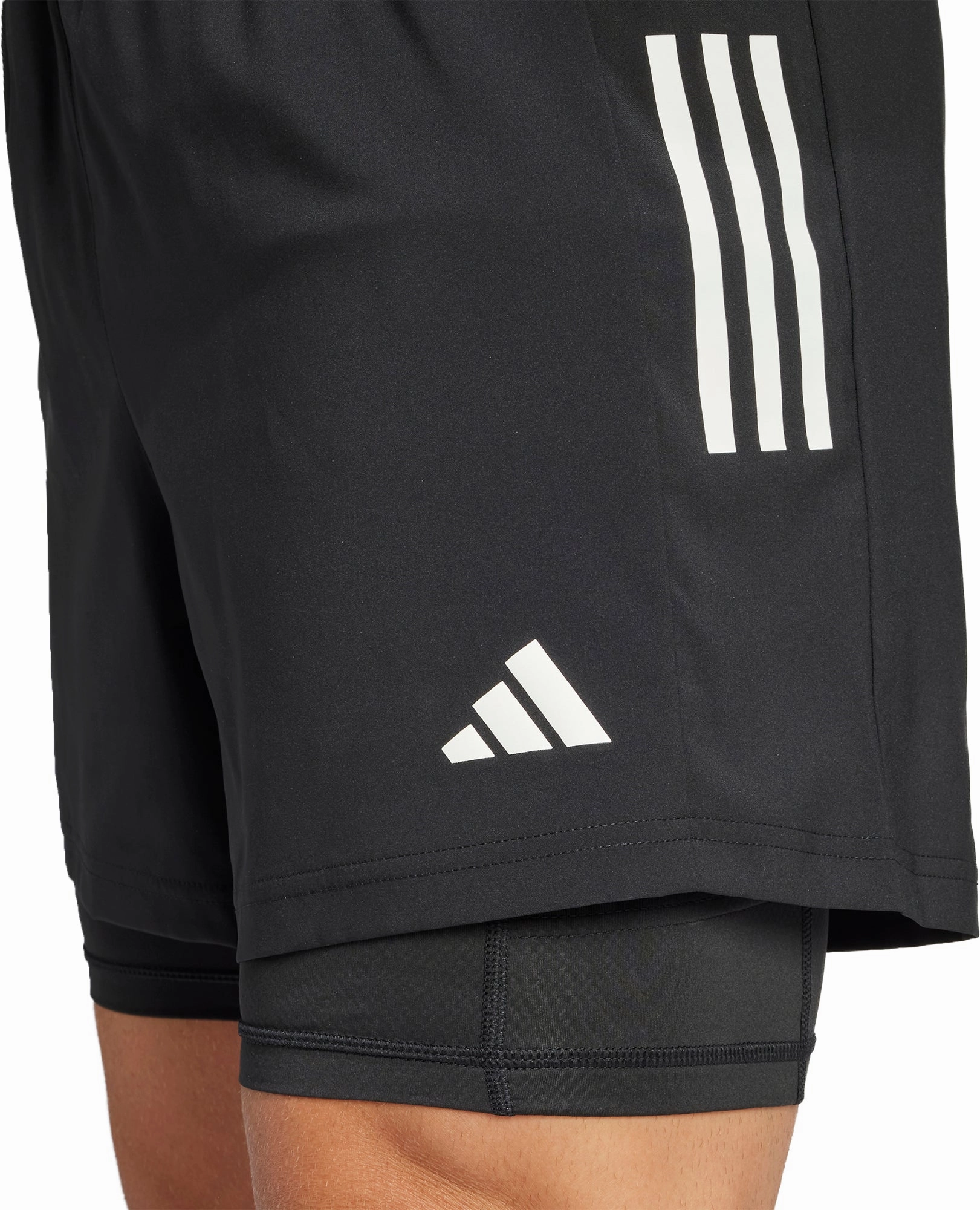 High Waist adidas Own The Run ClimaCool 2 In 1 Mens Running Shorts - Black