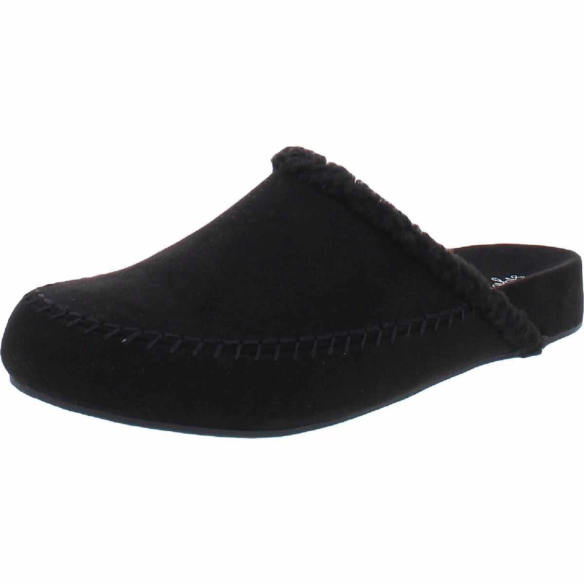 Brooklynn Womens Faux Fur Lined Moc Toe Slide Slippers Slip Resistant Anti Bacterial Treatment