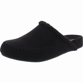 Brooklynn Womens Faux Fur Lined Moc Toe Slide Slippers Slip Resistant Anti Bacterial Treatment