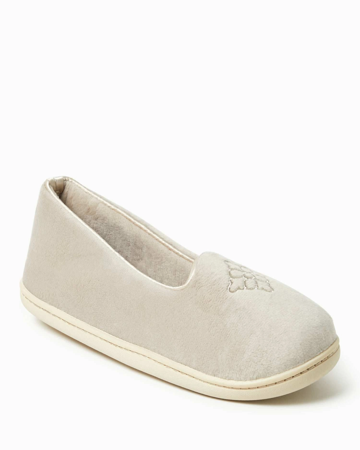 Dearfoams Womens Rebecca Microfiber Velour Closed Back House Slipper Smart Fit