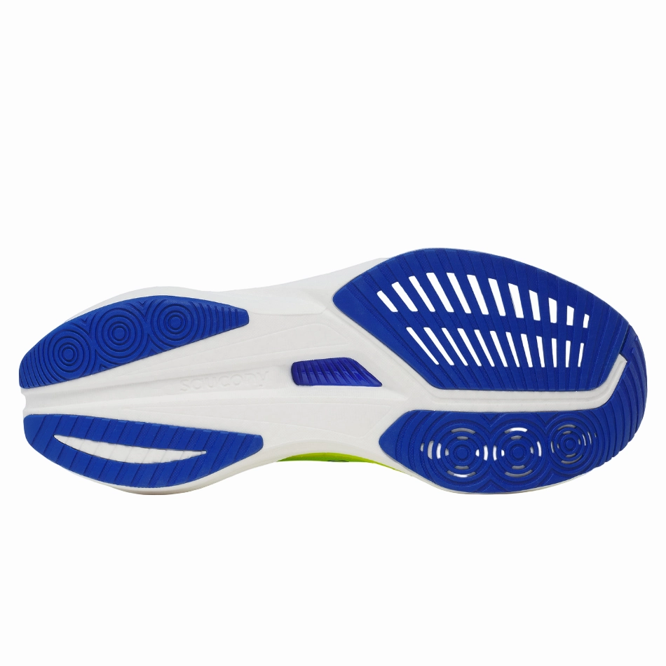 Stretchable Fabric cork - sole shoes Saucony Men's Endorphin Speed 5 Running Shoes in Citron/Lapis - Online Exclusive