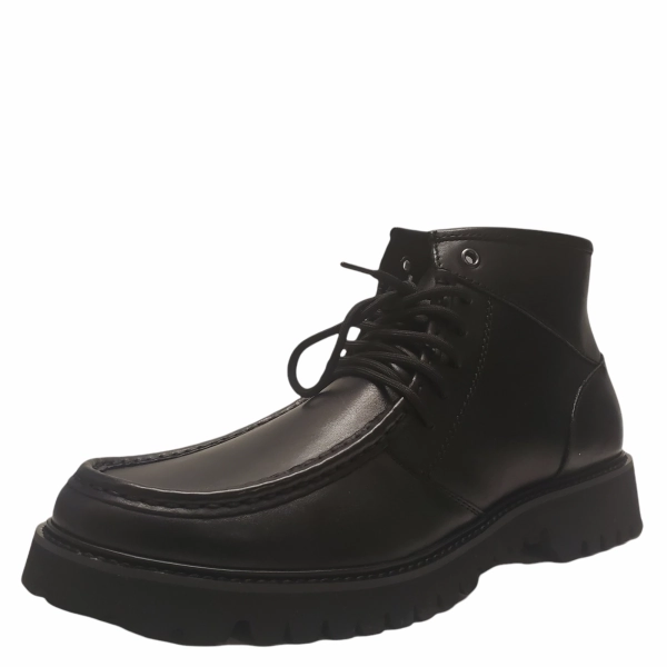 INC International Concepts 10010853600 Chunky Boots Men's Black Leather MZAA7 Durable Sole Waterproof City Walking