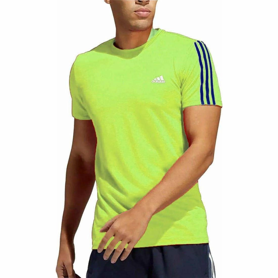Weekend Smart Soft Texture adidas AeroReady 3 Stripes Short Sleeve Mens Running Top - Green