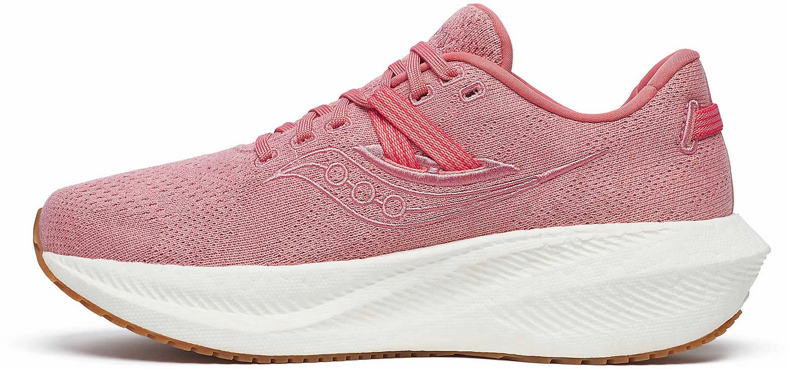 Saucony Triumph RFG Womens Running Shoes - Pink running in a pier area shoes