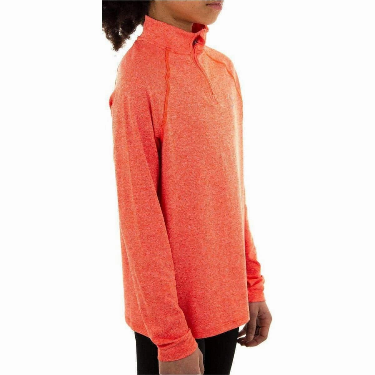 More Mile Train To Run Half Zip Junior Running Top - Orange Hallway wrinkle - resistant