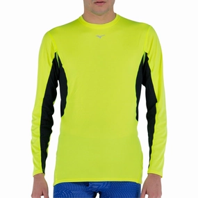 Slippers lined Mizuno Breath Thermo Mid Weight Long Sleeve Mens Running Top - Yellow
