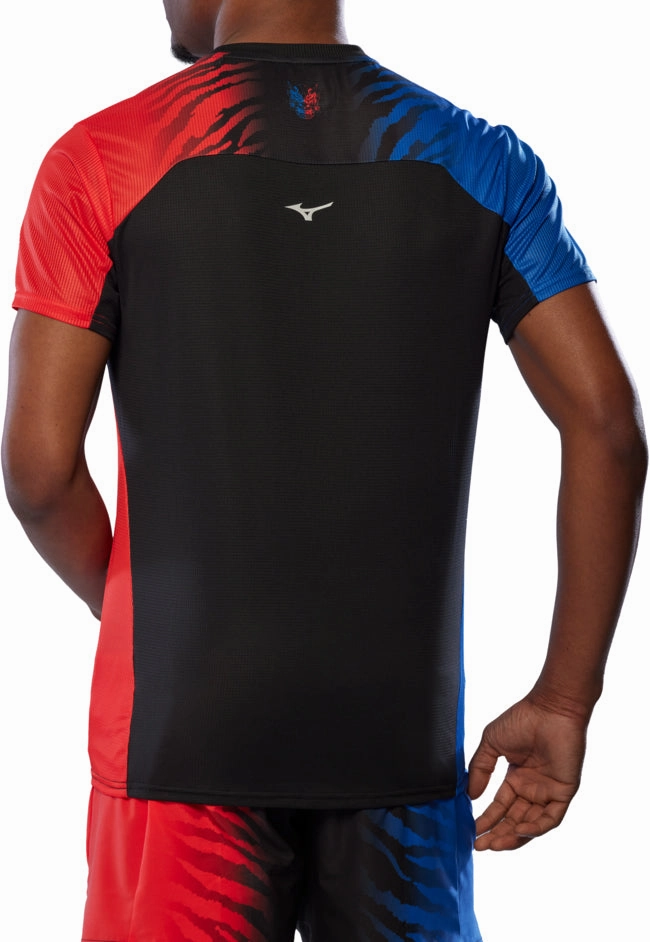 Award-winning Mizuno DryAeroFlow Graphic Short Sleeve Mens Running Top - Blue