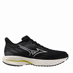 Mizuno Men's Wave Inspire 21 Running Shoes in Black/White/Vibrant Yellow AW25 running in a small town shoes