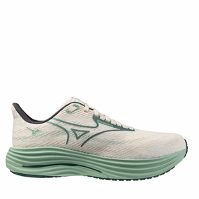 trendy running shoes Mizuno Men's Wave Rider 29 Running Shoes in Snow White/Bistro Green/Cr??me De Menthe AW25