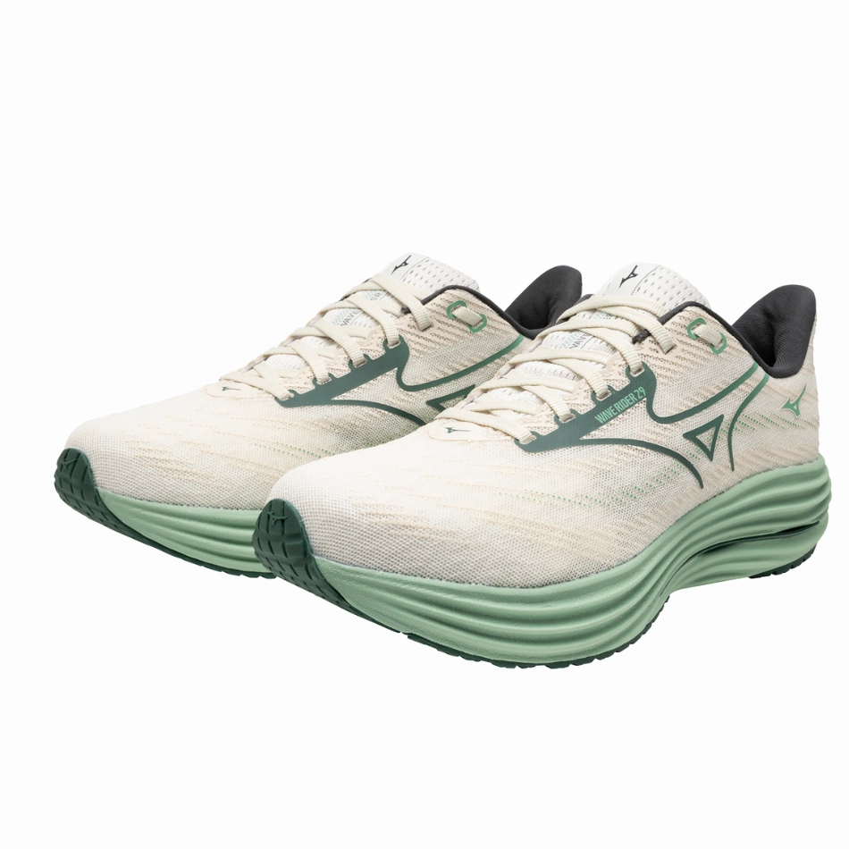 generic running shoes Mizuno Men's Wave Rider 29 Running Shoes in Snow White/Bistro Green/Cr??me De Menthe AW25