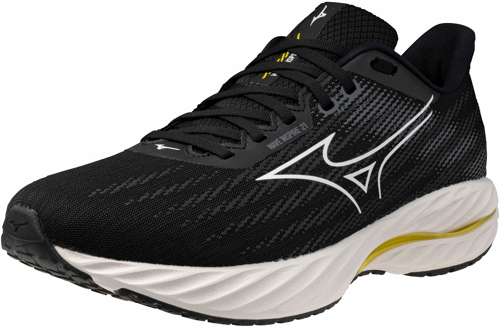 Mizuno Wave Inspire 21 WIDE FIT (2E) Mens Running Shoes - Black high - arched foot shoe adjustment