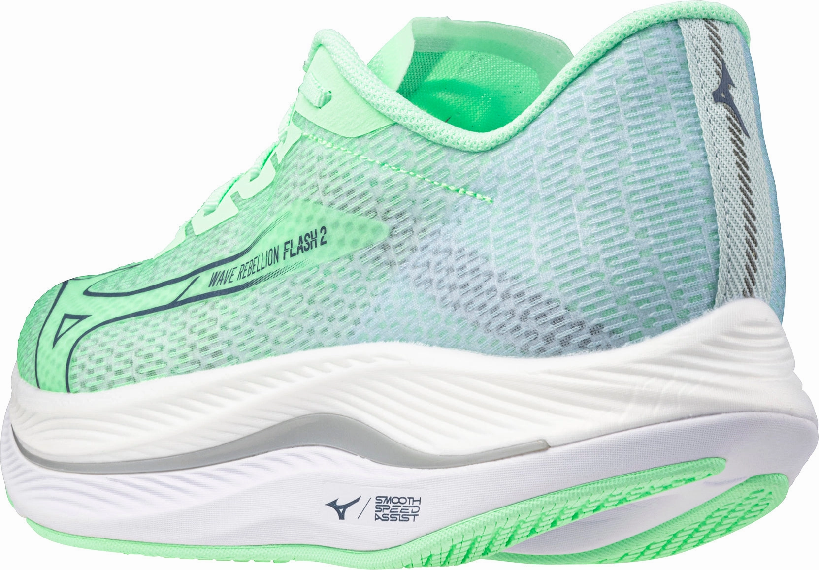 Ultra Soft Insole Mizuno Wave Rebellion Flash 2 Mens Running Shoes - Green