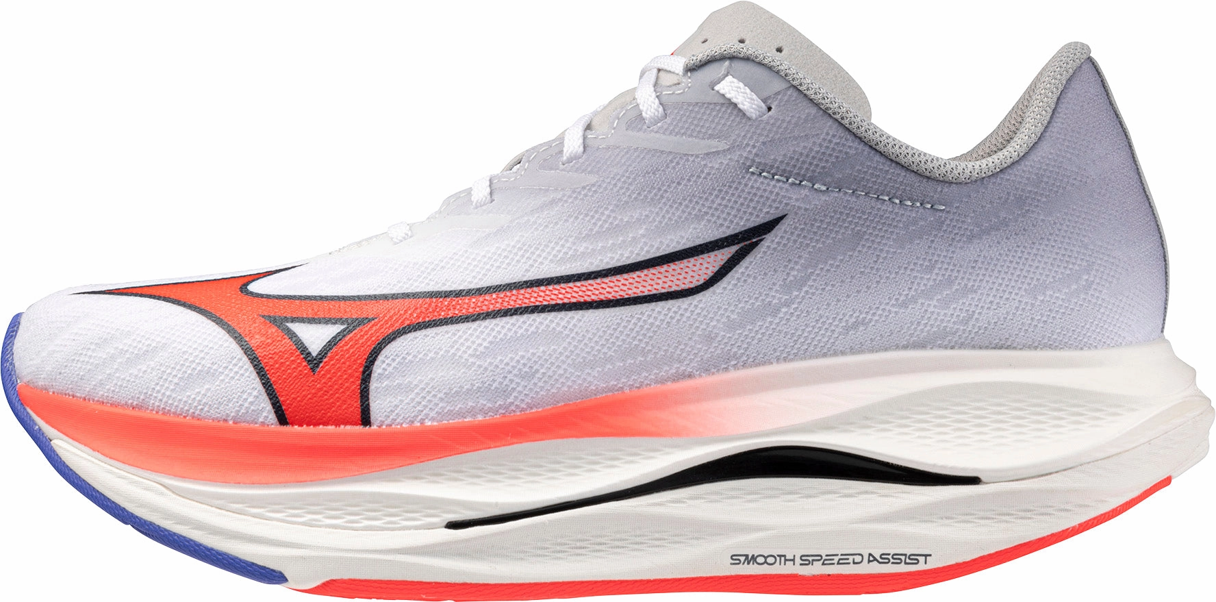 Sleek Outline Shock Diffusion Mizuno Wave Rebellion Flash 3 Mens Running Shoes - White
