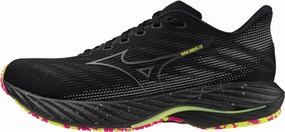 Anti Slip Tread Maximum Support Mizuno Wave Rider 28 Running Shoes - Black