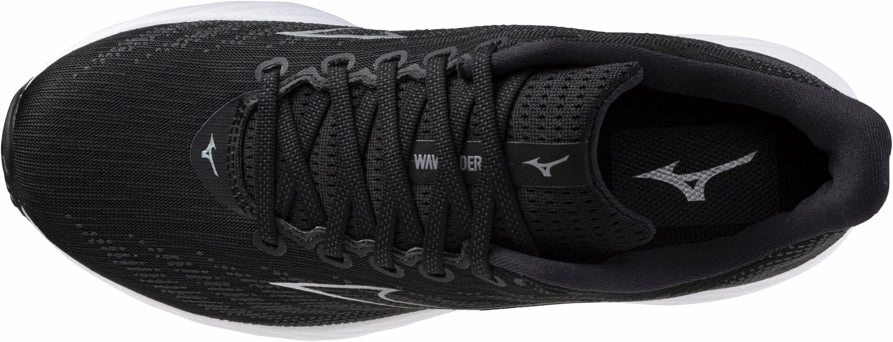 Sustainable Synthetic Fabric fitness walk Mizuno Wave Rider 28 WIDE FIT (2E) Mens Running Shoes - Black