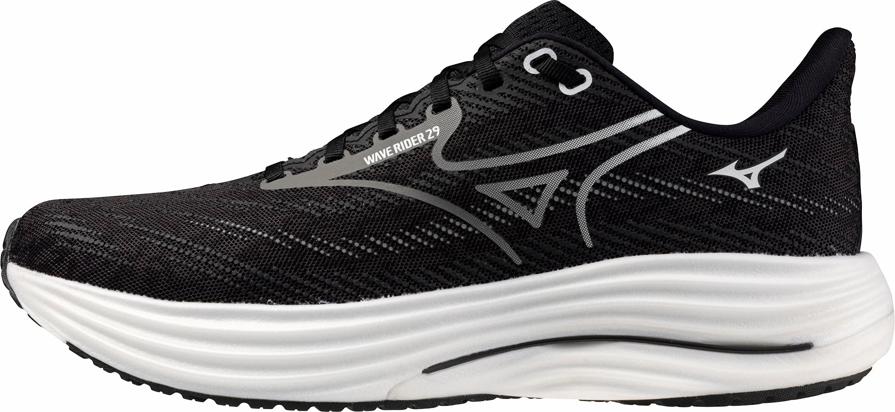 Mizuno Wave Rider 29 Mens Running Shoes - Black Shock-absorbent wear Bounce Walk